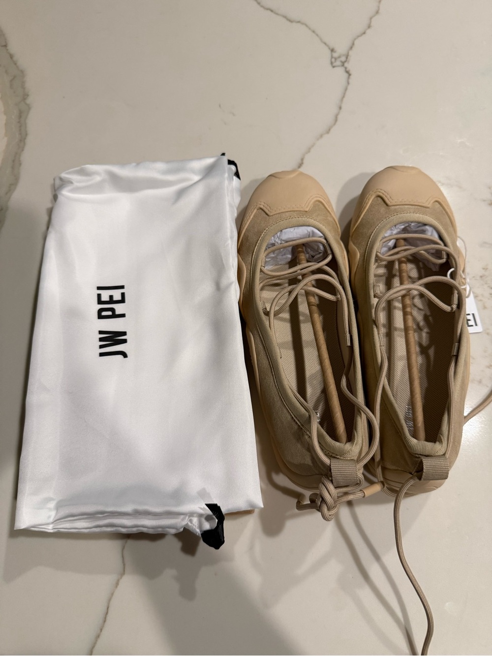 NWT JW PEI Sand Beige Lace-Up Ballet Women's Sneakers